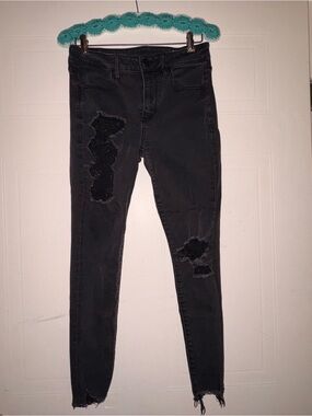 American Eagle Outfitters Black Distressed Skinny Jeans